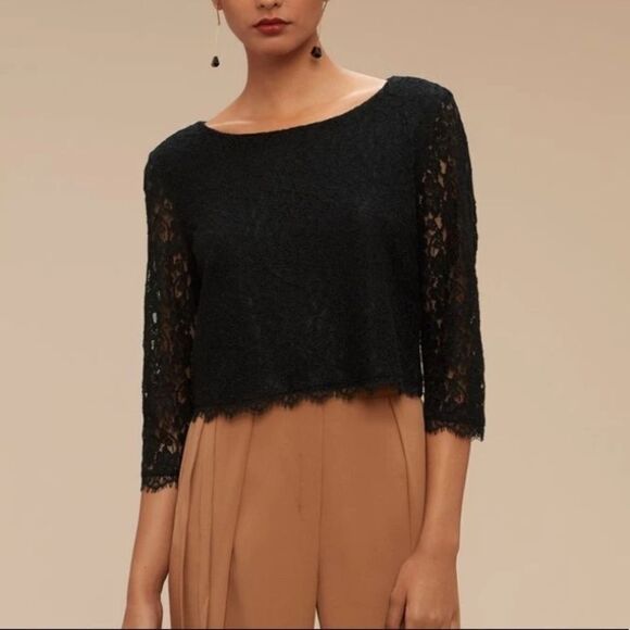 𝅺aritzia Babaton Lace Crop top long slv / Skirt Set - Picture 3 of 16